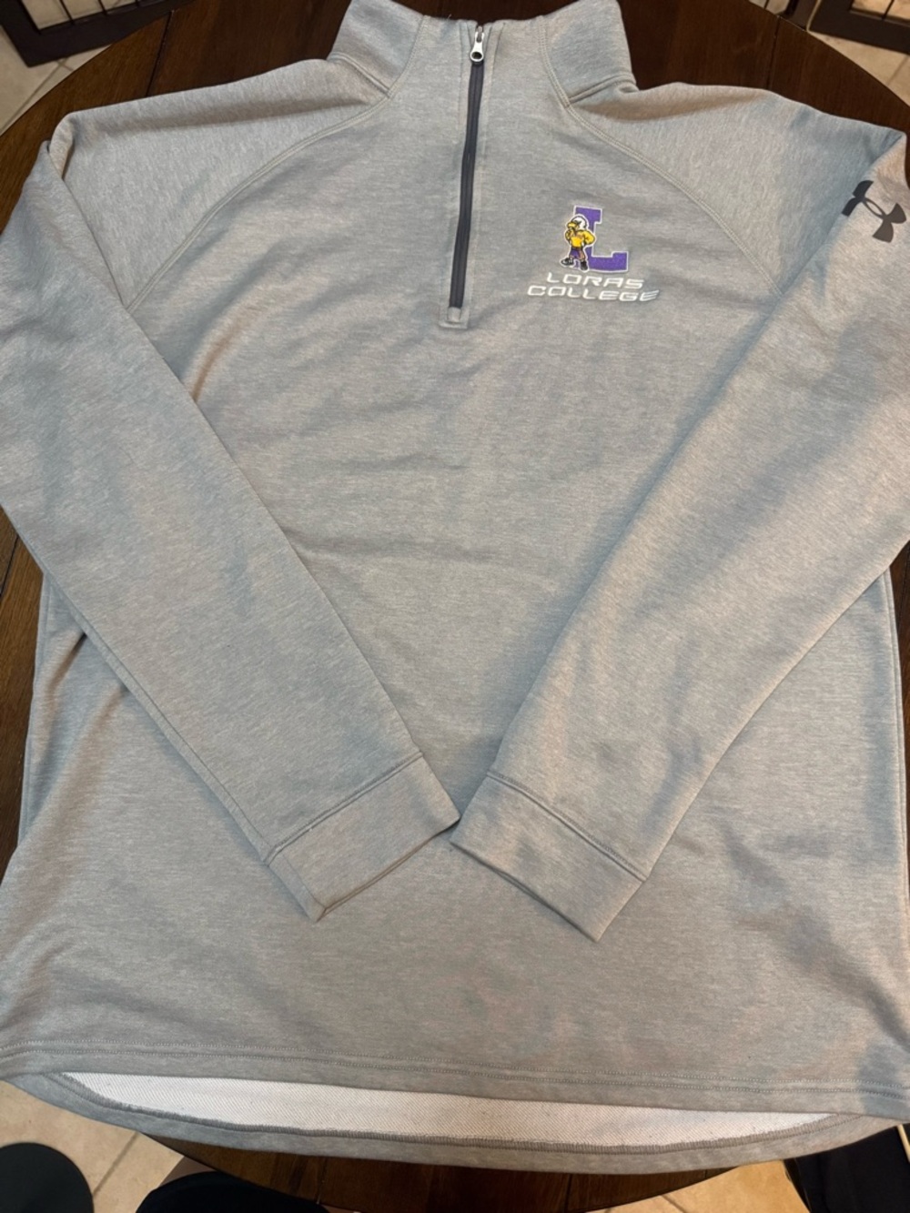 Under Armour  Mens Gray and Yellow Performance Pullover Label Loras College- XL